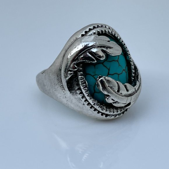 Ring Silver Tone Fashion Turquoise Fashion Stone - Picture 3 of 9
